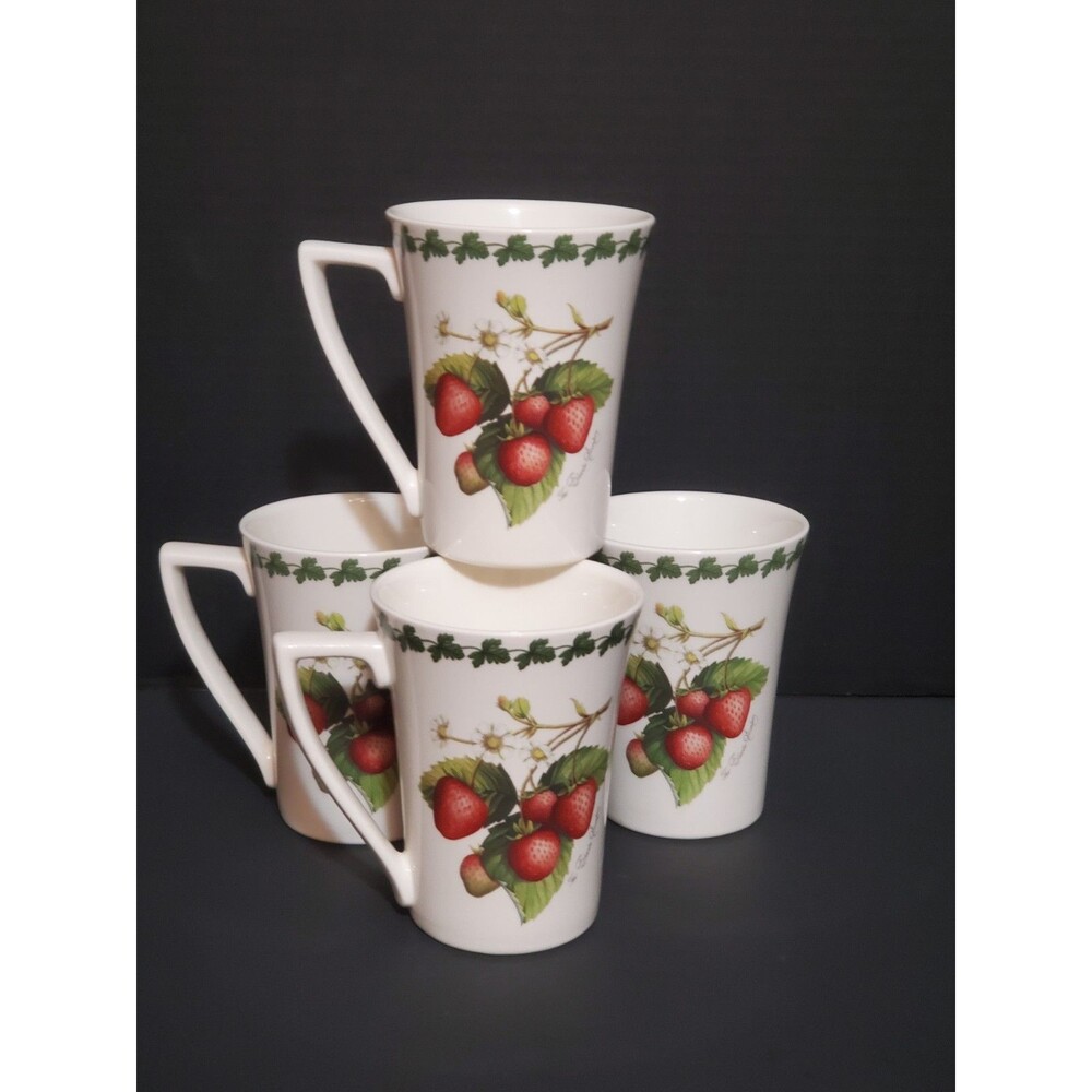 Portmeirion Strawberry Fair Mandarin Mug Coffee Cups Lot Of 4 Berries EUC Vtg